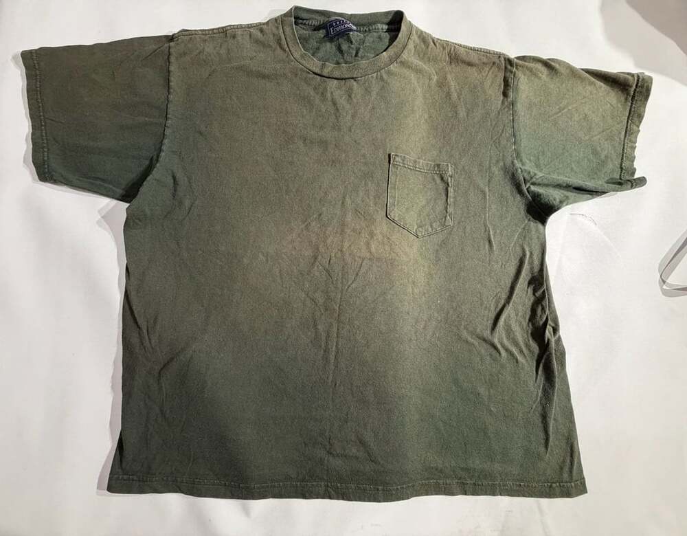 Vintage Basic Editions Olive Green Pocket T Shirt USA Made XL